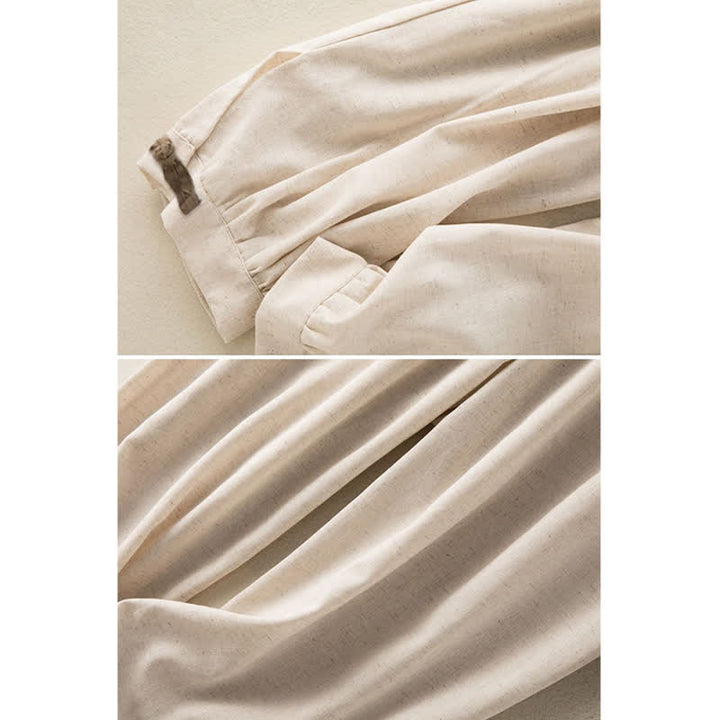 Pantalones harén de algodón liso con cordón y bolsillos para mujer con Buddha Stones - image 4