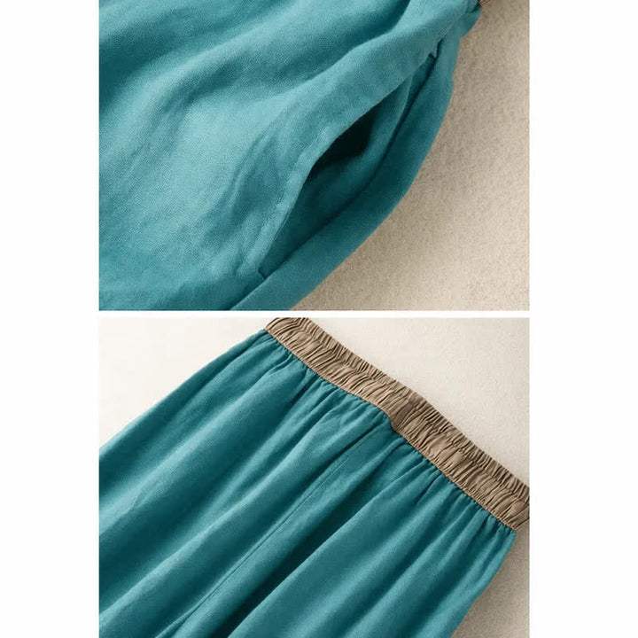Pantalones harén de algodón liso con cordón y bolsillos para mujer con Buddha Stones - image 12