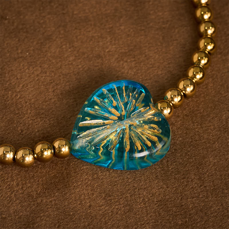 Buddha Stones Pulsera de fuerza con cuentas en forma de corazón Liuli de acero de titanio - image 15