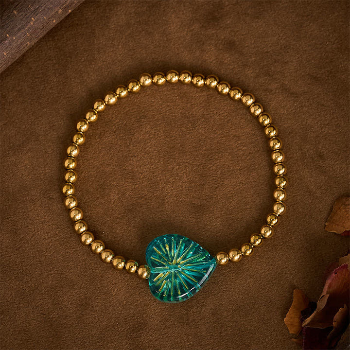 Buddha Stones Pulsera de fuerza con cuentas en forma de corazón Liuli de acero de titanio - Azul - image 11