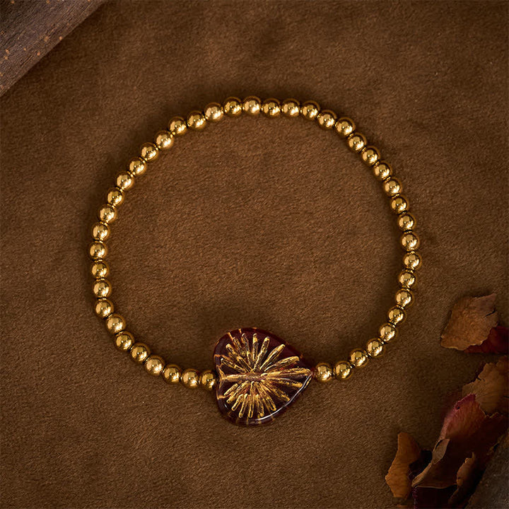 Buddha Stones Pulsera de fuerza con cuentas en forma de corazón Liuli de acero de titanio - Magenta - image 7
