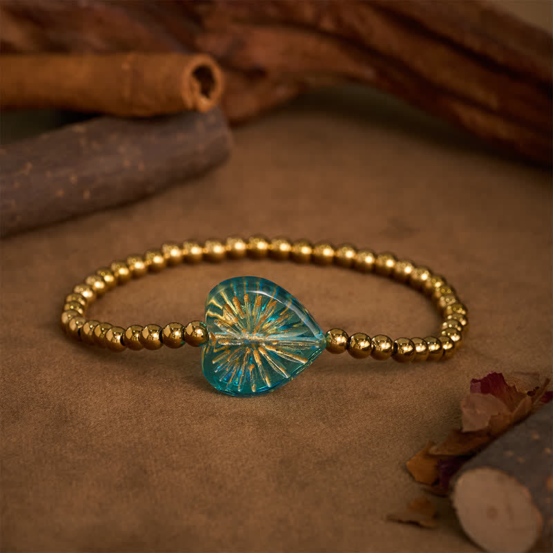 Buddha Stones Pulsera de fuerza con cuentas en forma de corazón Liuli de acero de titanio - image 12