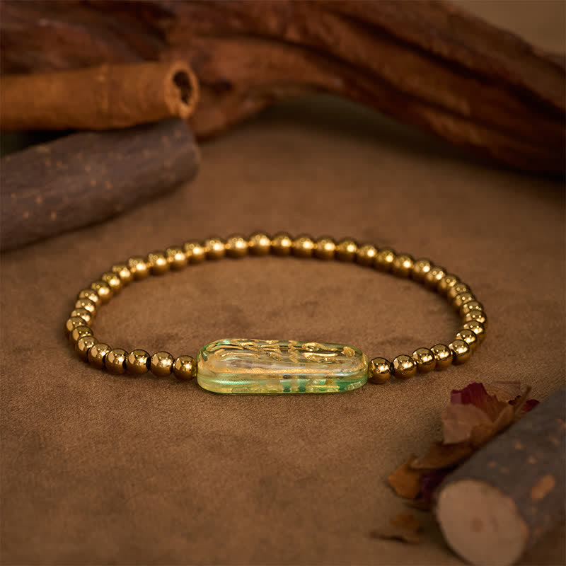 Buddha Stones Pulsera de estimulación Liuli Om Mani Padme Hum de acero titanio - image 14