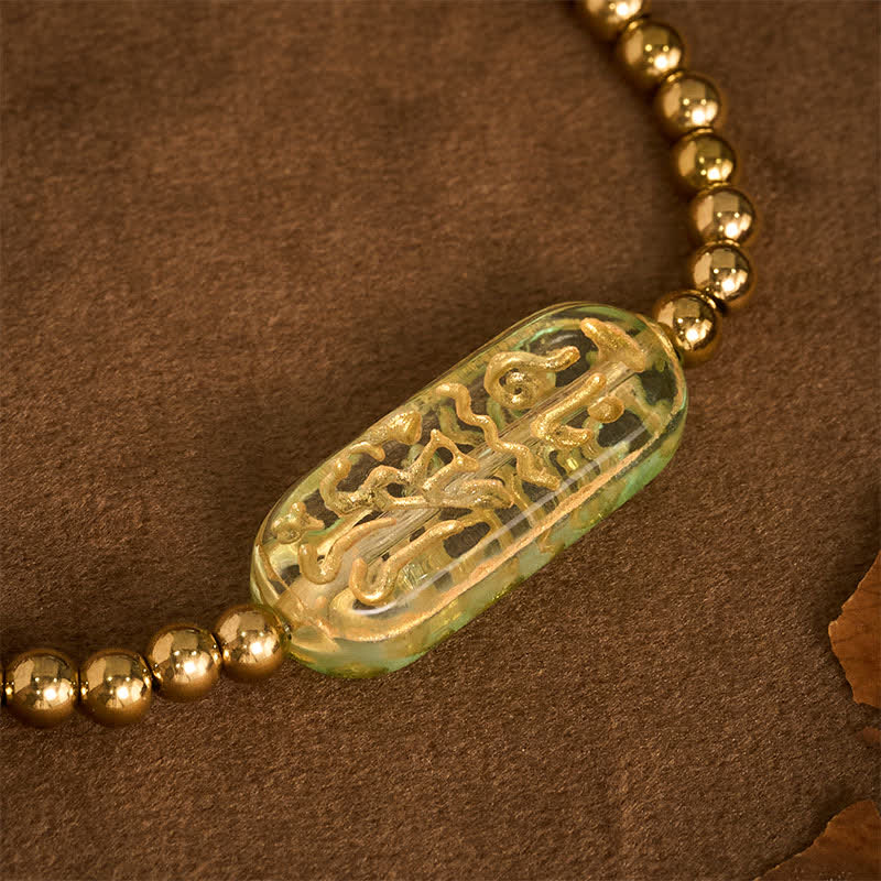Buddha Stones Pulsera de estimulación Liuli Om Mani Padme Hum de acero titanio - image 17