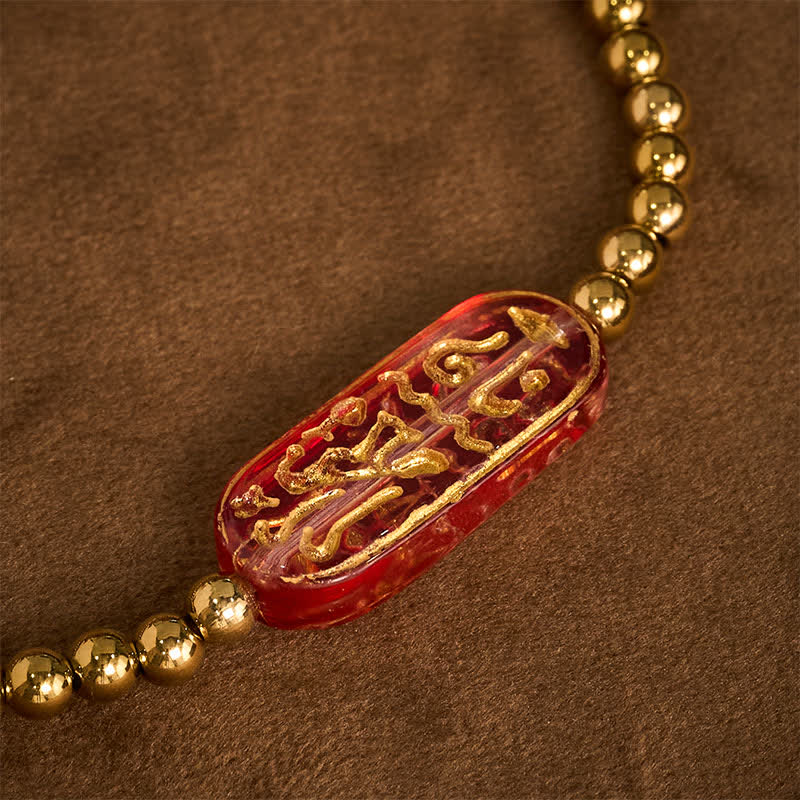 Buddha Stones Pulsera de estimulación Liuli Om Mani Padme Hum de acero titanio - image 12