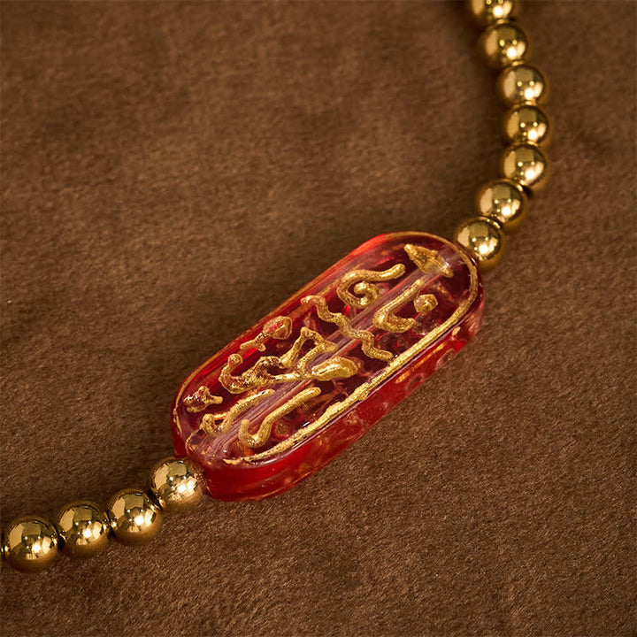 Buddha Stones Pulsera de estimulación Liuli Om Mani Padme Hum de acero titanio - image 12