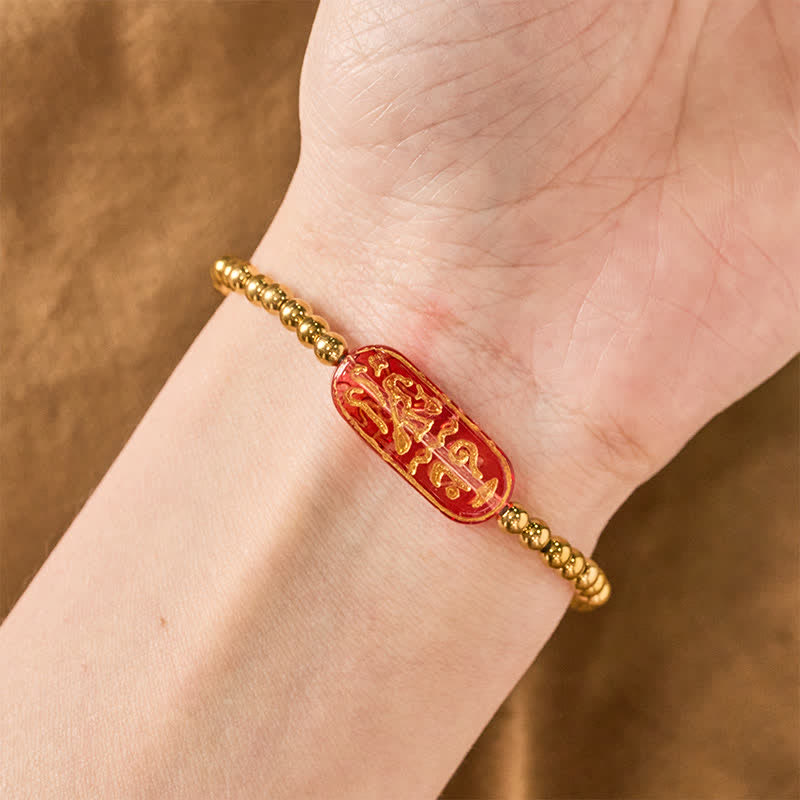 Buddha Stones Pulsera de estimulación Liuli Om Mani Padme Hum de acero titanio - image 11