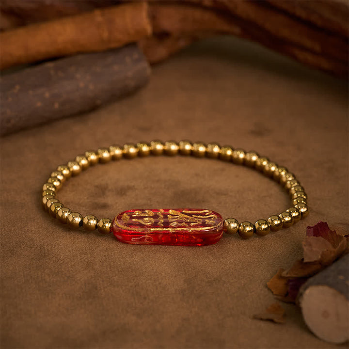 Buddha Stones Pulsera de estimulación Liuli Om Mani Padme Hum de acero titanio - image 10