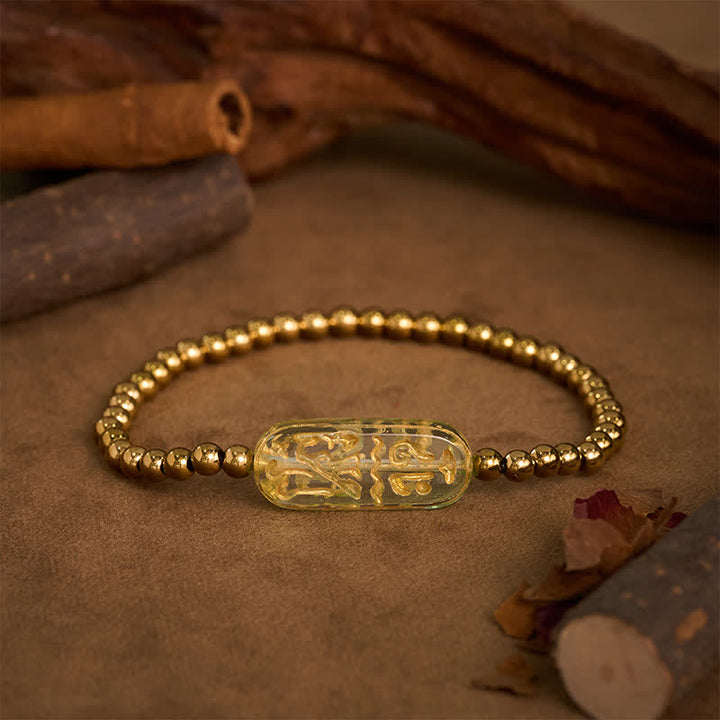 Buddha Stones Pulsera de estimulación Liuli Om Mani Padme Hum de acero titanio - Verde - image 13