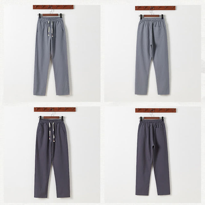 Buddha Stones Conjunto de 2 piezas: Camisa y pantalón de manga corta de algodón y lino con estampado de bambú y botones de estilo Tang, ideales para el verano. También disponible como prenda de meditación para hombre con bolsillos. - image 22