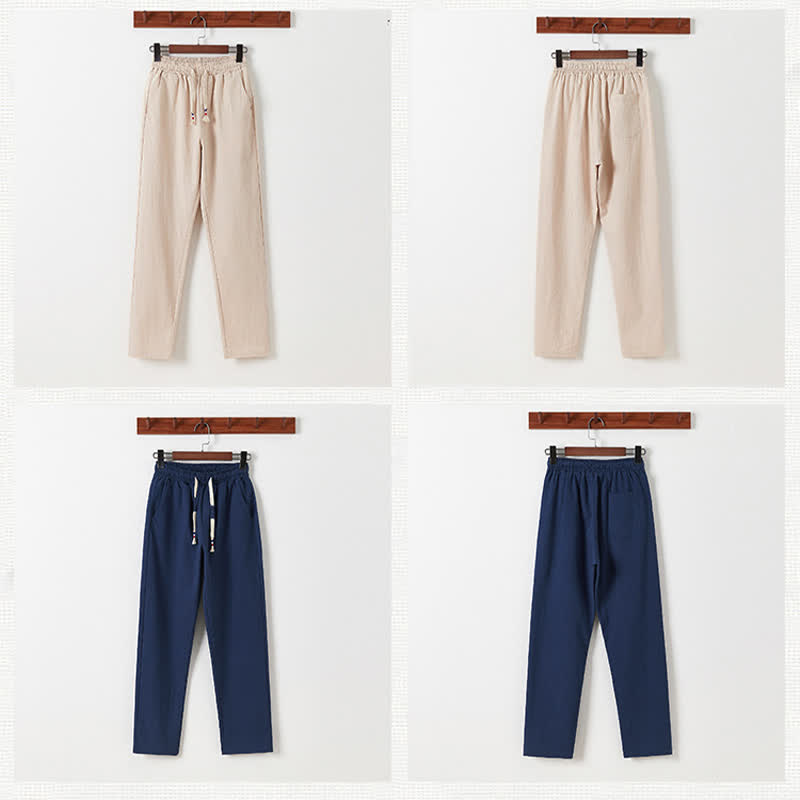 Buddha Stones Conjunto de 2 piezas: Camisa y pantalón de manga corta de algodón y lino con estampado de bambú y botones de estilo Tang, ideales para el verano. También disponible como prenda de meditación para hombre con bolsillos. - image 24