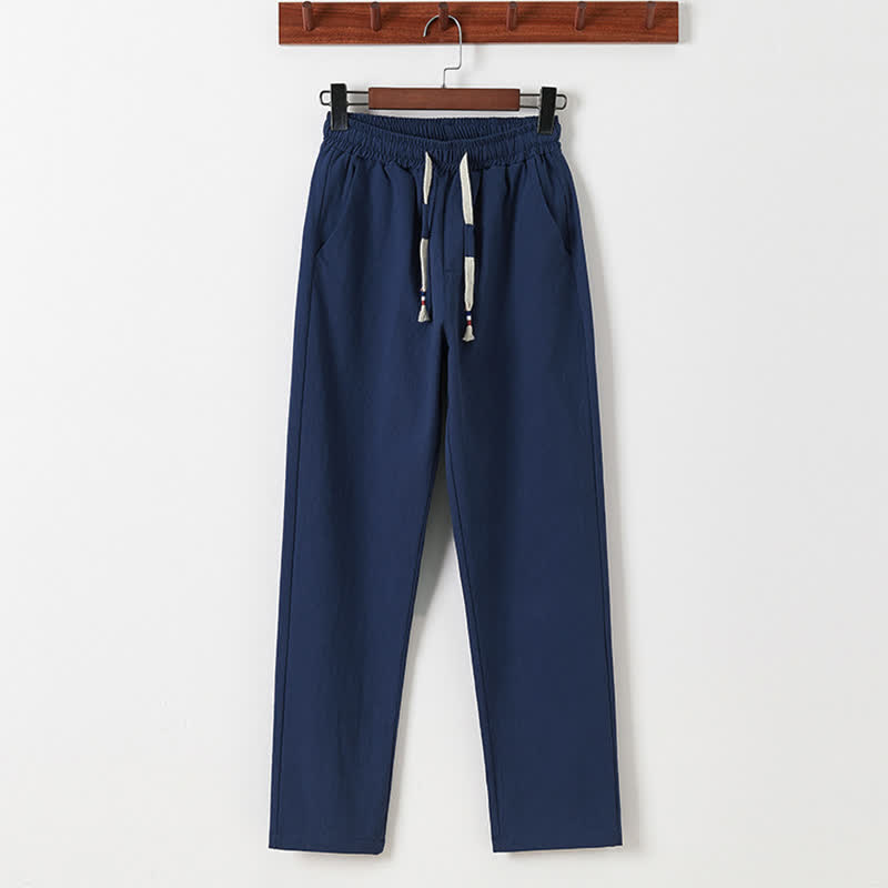 Buddha Stones Conjunto de 2 piezas: Camisa y pantalón de manga corta de algodón y lino con estampado de bambú y botones de estilo Tang, ideales para el verano. También disponible como prenda de meditación para hombre con bolsillos. - image 4