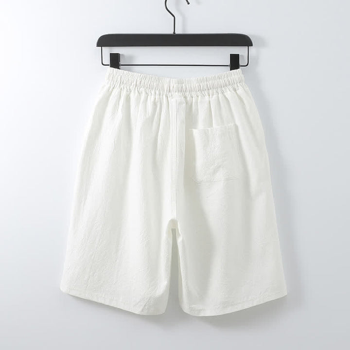 Buddha Stones 2 piezas de camisas de manga corta de algodón y lino con cordón ajustable estilo Tang para meditación de verano, pantalones cortos para hombre con bolsillos. - image 16