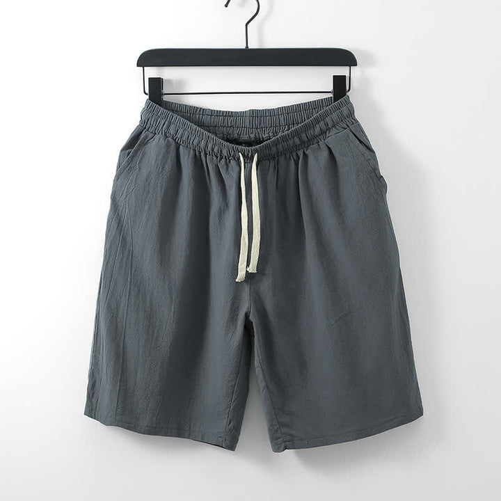 Buddha Stones 2 piezas de camisas de manga corta de algodón y lino con cordón ajustable estilo Tang para meditación de verano, pantalones cortos para hombre con bolsillos. - image 8