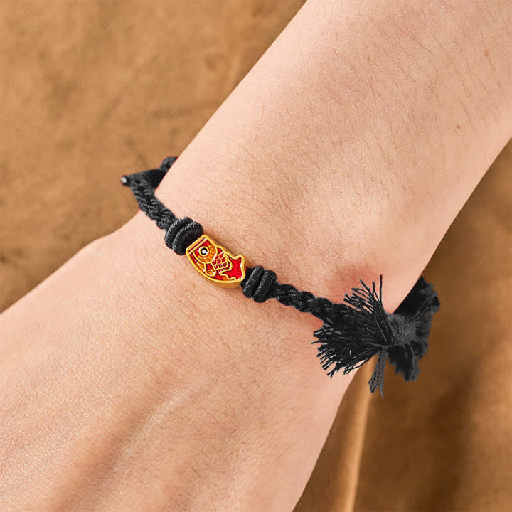 Buddha Stones Pulsera de la suerte con hilo rojo y diseño de pez koi - image 12