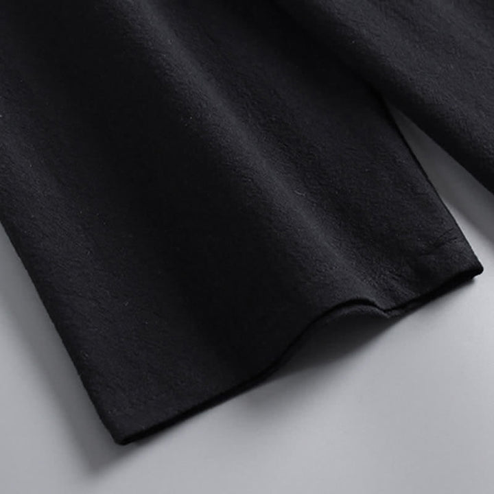 Conjunto de ropa para hombre: Hanfu, top y pantalón, con cuello cruzado y estampado de Buddha Stones. - image 9