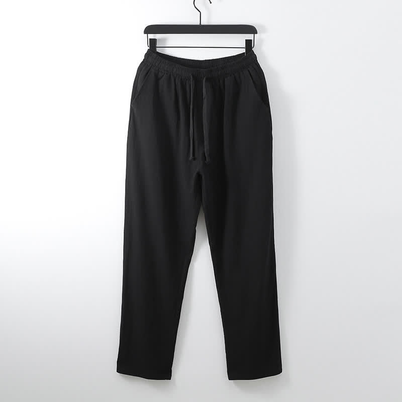 Conjunto de ropa para hombre: Hanfu, top y pantalón, con cuello cruzado y estampado de Buddha Stones. - image 8
