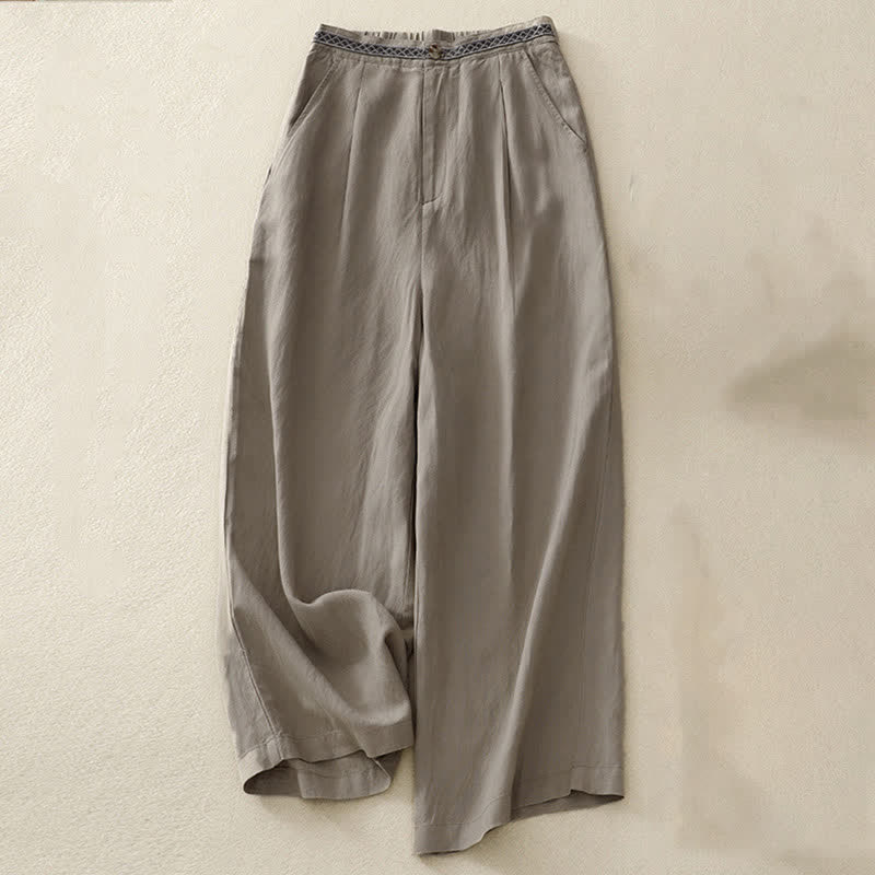 Pantalones de mujer con Buddha Stones, color liso, cierre frontal, cintura elástica y bolsillos. - Caqui oscuro - US8-10，UK/AU12-14，EU40-42 (2XL) - image 17