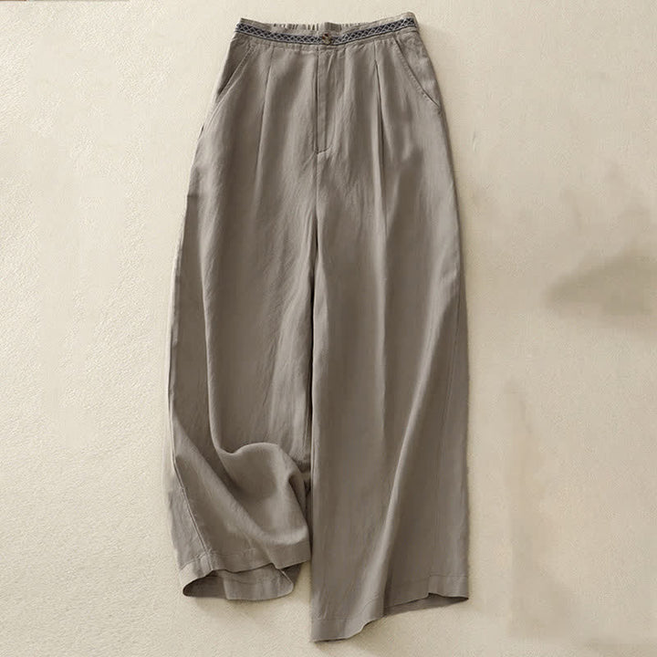 Pantalones de mujer con Buddha Stones, color liso, cierre frontal, cintura elástica y bolsillos. - Caqui oscuro - US8-10，UK/AU12-14，EU40-42 (2XL) - image 17