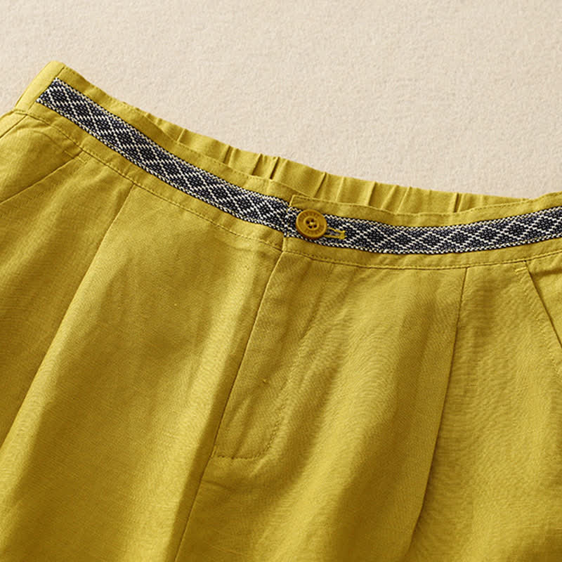 Pantalones de mujer con Buddha Stones, color liso, cierre frontal, cintura elástica y bolsillos. - image 12
