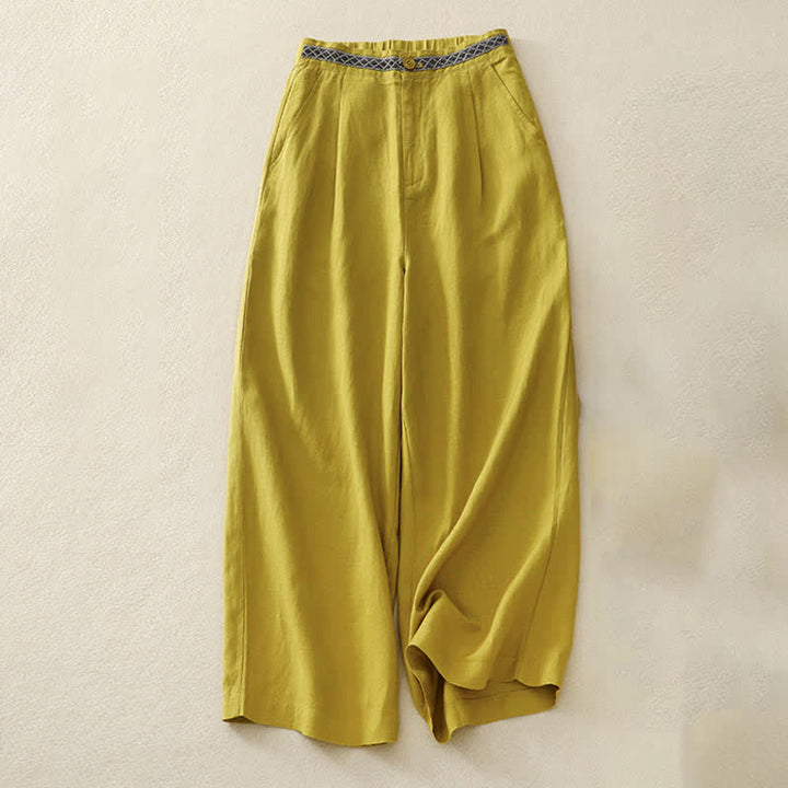Pantalones de mujer con Buddha Stones, color liso, cierre frontal, cintura elástica y bolsillos. - vara de oro - US8-10，UK/AU12-14，EU40-42 (2XL) - image 9