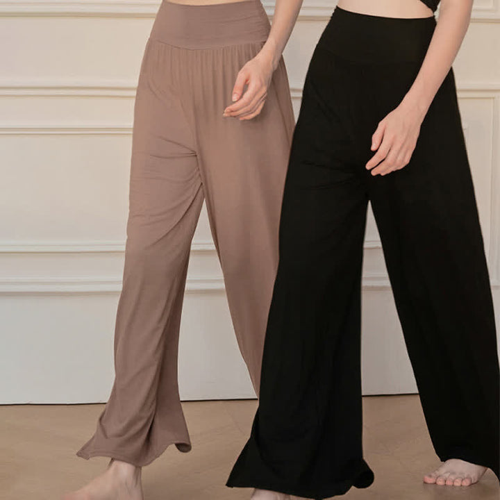Pantalones de mujer informales de talle alto elásticos con estampado de Buddha Stones y pernera ancha. - image 14