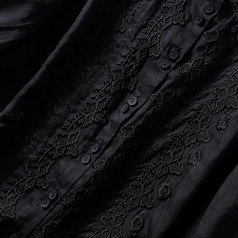 Camisa de mujer de manga tres cuartos con solapa y botones, diseño floral y estampado de Buddha Stones. - image 29