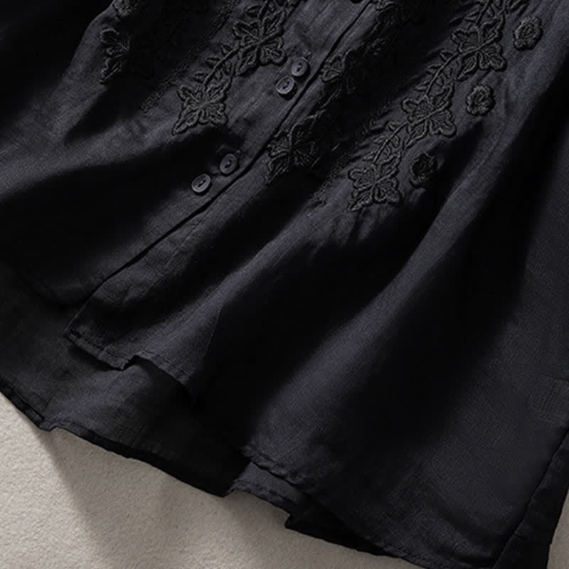 Camisa de mujer de manga tres cuartos con solapa y botones, diseño floral y estampado de Buddha Stones. - image 30