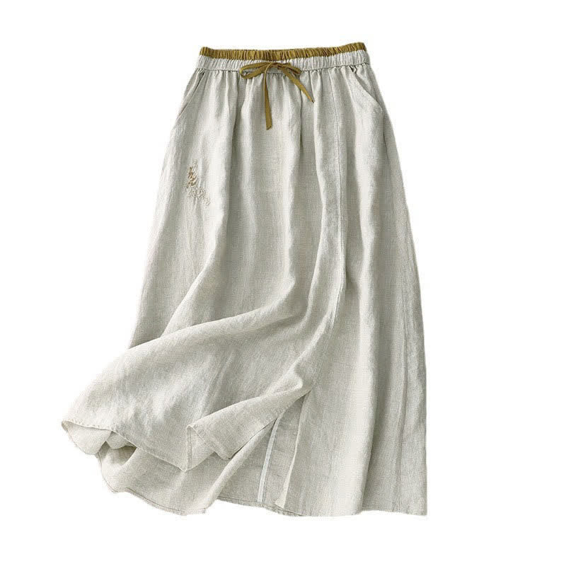 Falda de mujer vintage con bordado de Buddha Stones, cordón ajustable y bolsillos. - image 13
