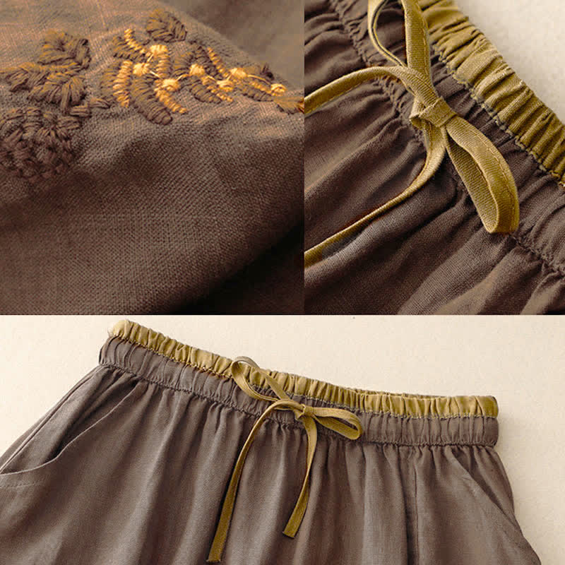Falda de mujer vintage con bordado de Buddha Stones, cordón ajustable y bolsillos. - image 17