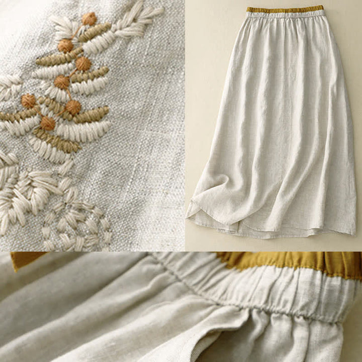 Falda de mujer vintage con bordado de Buddha Stones, cordón ajustable y bolsillos. - image 12