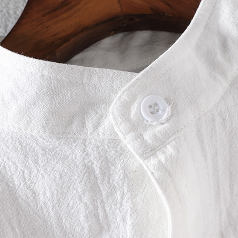 Camisa de manga corta con botones para hombre Buddha Stones Summer Solid - image 8