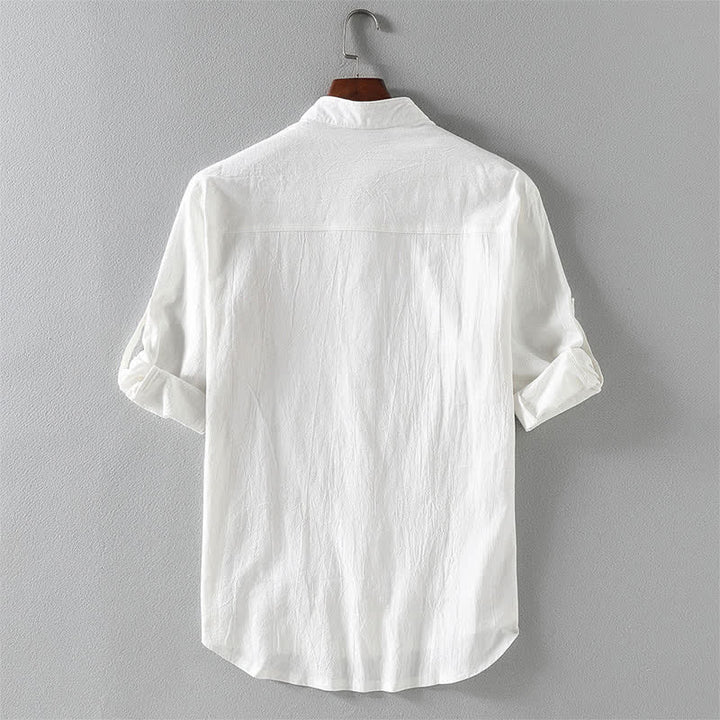 Camisa de manga corta con botones para hombre Buddha Stones Summer Solid - image 3