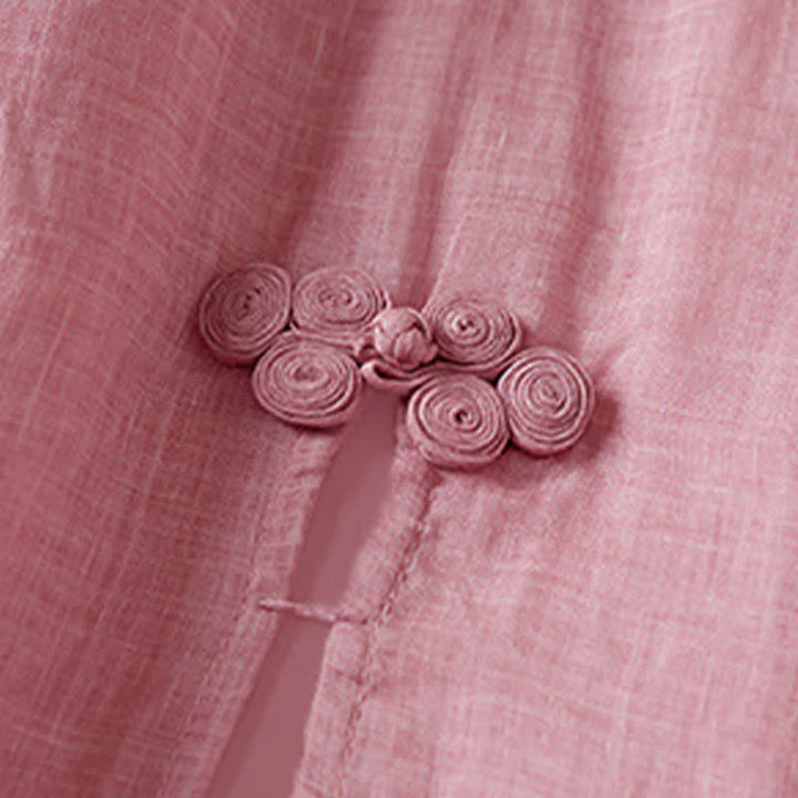 Vestido midi de fibra con cuello redondo y manga corta, bordado con hojas y Buddha Stones. - image 19