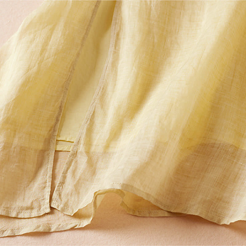 Vestido midi de fibra con cuello redondo y manga corta, bordado con hojas y Buddha Stones. - image 6