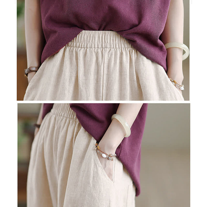 Pantalones anchos de algodón liso para mujer con bolsillos, estampado Buddha Stones. - image 17