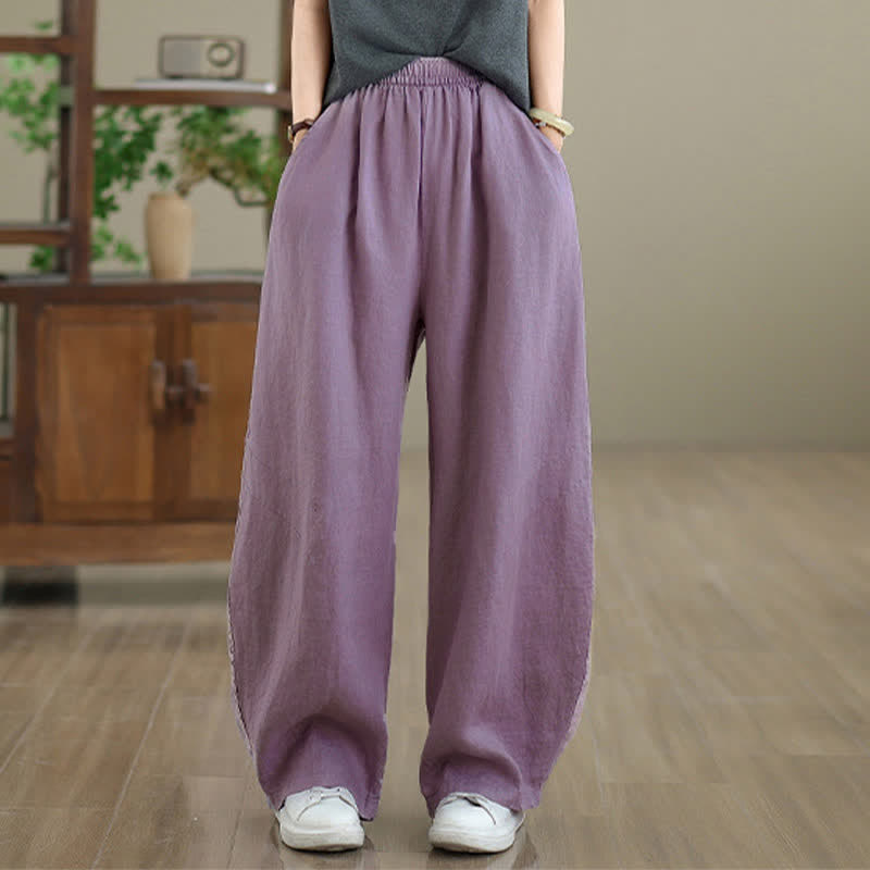 Pantalones anchos de algodón liso para mujer con bolsillos, estampado Buddha Stones. - image 4