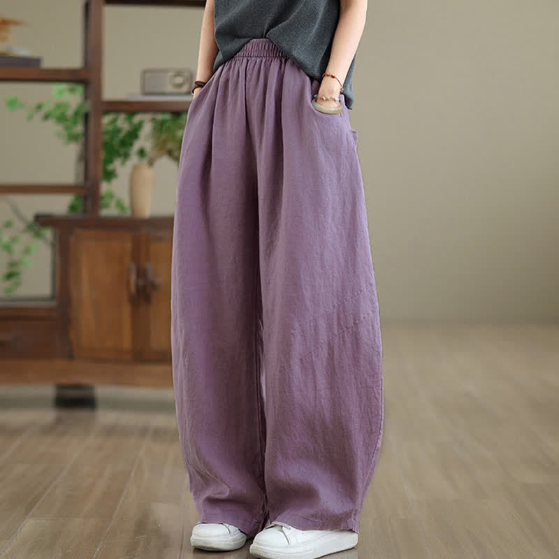 Pantalones anchos de algodón liso para mujer con bolsillos, estampado Buddha Stones. - image 1