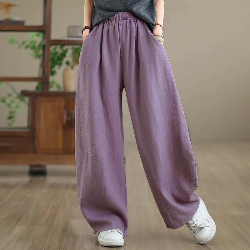Pantalones anchos de algodón liso para mujer con bolsillos, estampado Buddha Stones. - image 3