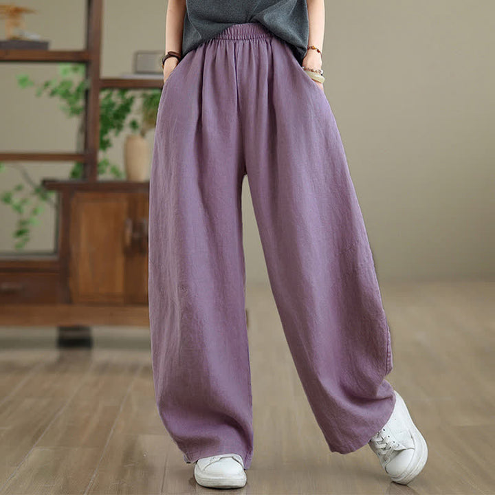 Pantalones anchos de algodón liso para mujer con bolsillos, estampado Buddha Stones. - image 3