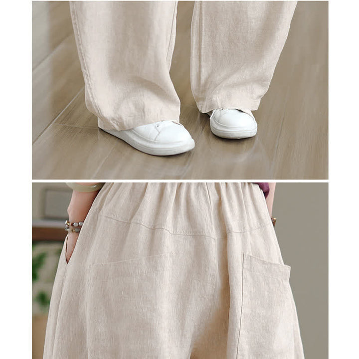 Pantalones anchos de algodón liso para mujer con bolsillos, estampado Buddha Stones. - image 16