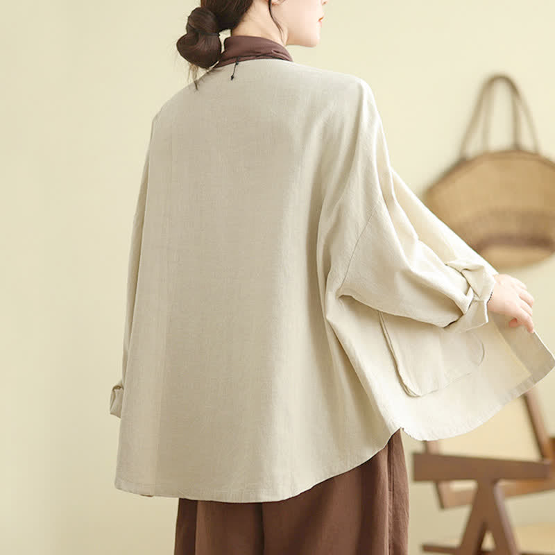Chaqueta de mujer de manga larga con bolsillos y diseño sencillo de Buddha Stones - image 6