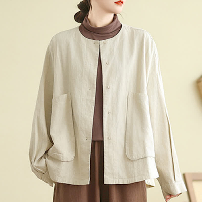 Chaqueta de mujer de manga larga con bolsillos y diseño sencillo de Buddha Stones - image 2