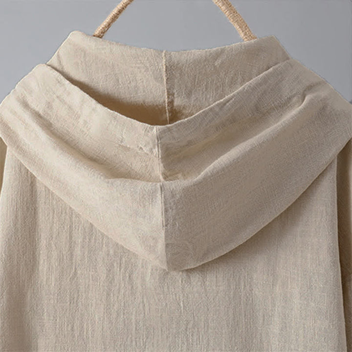 Sudadera con capucha de manga larga y bolsillos para mujer con diseño liso de botones de Buddha Stones - image 5