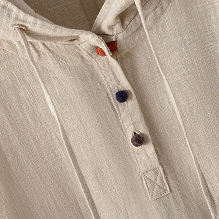 Sudadera con capucha de manga larga y bolsillos para mujer con diseño liso de botones de Buddha Stones - image 4