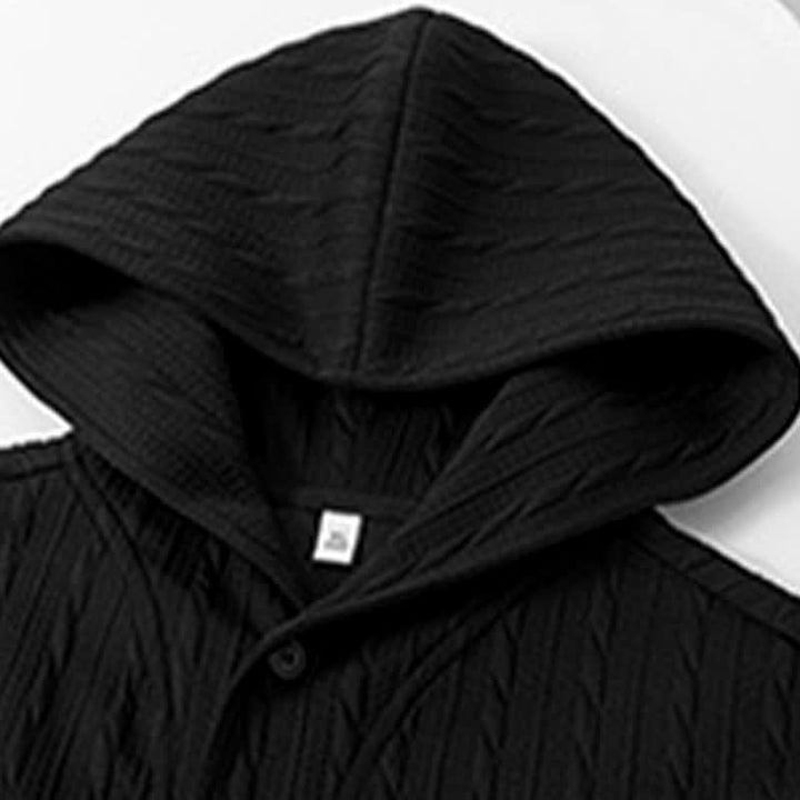 Sudadera con capucha de manga larga para hombre con diseño retorcido y botones de Buddha Stones para otoño/invierno. - image 11