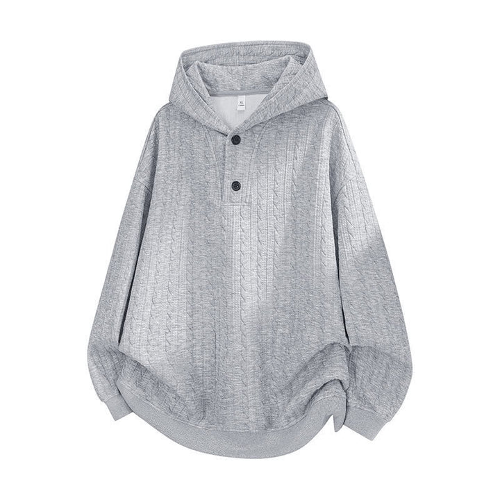 Sudadera con capucha de manga larga para hombre con diseño retorcido y botones de Buddha Stones para otoño/invierno. - Gris claro - US/UK/AU42, EU52 (3XL) - image 0