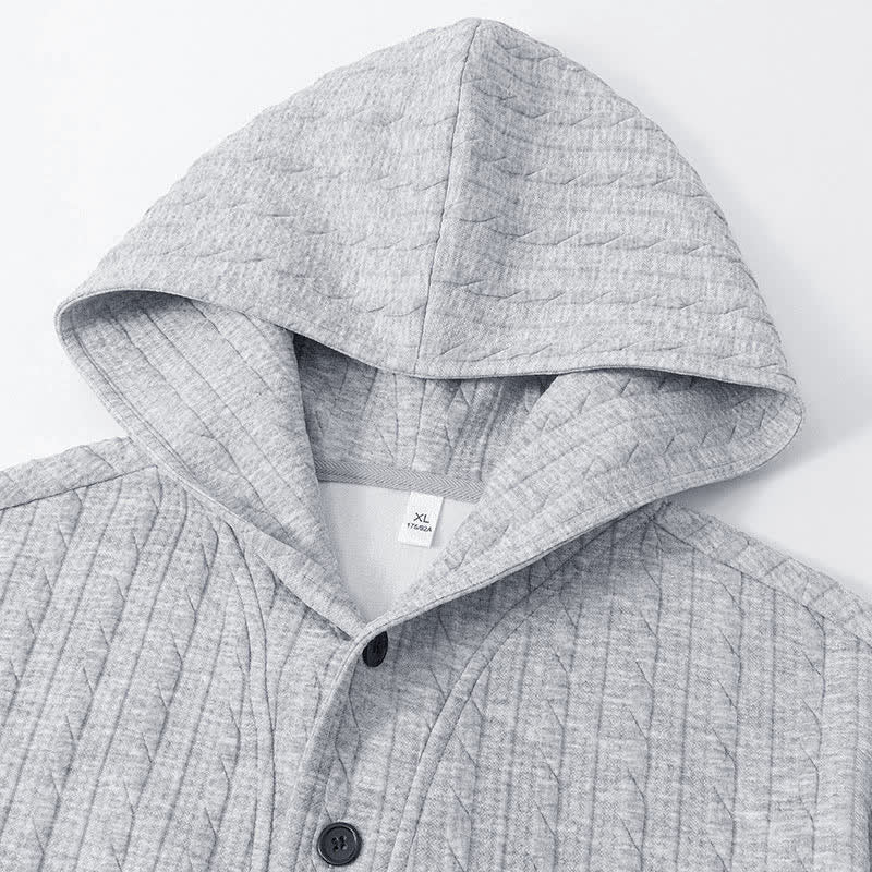 Sudadera con capucha de manga larga para hombre con diseño retorcido y botones de Buddha Stones para otoño/invierno. - image 2