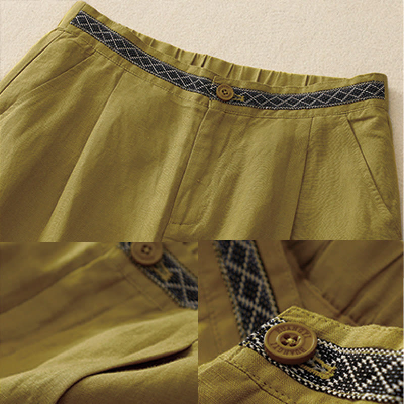 Pantalones cortos de mujer Buddha Stones, color liso, largo 7-8, pierna ancha, con bolsillos y cremallera. - image 3