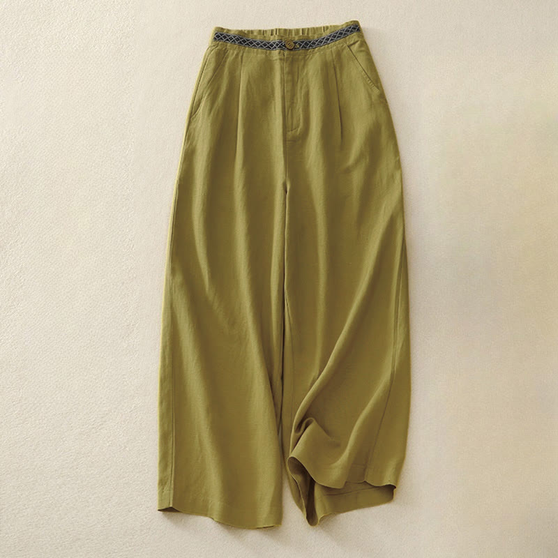 Pantalones cortos de mujer Buddha Stones, color liso, largo 7-8, pierna ancha, con bolsillos y cremallera. - Vara de oro oscura - US8-10，UK/AU12-14，EU40-42 (2XL) - image 0